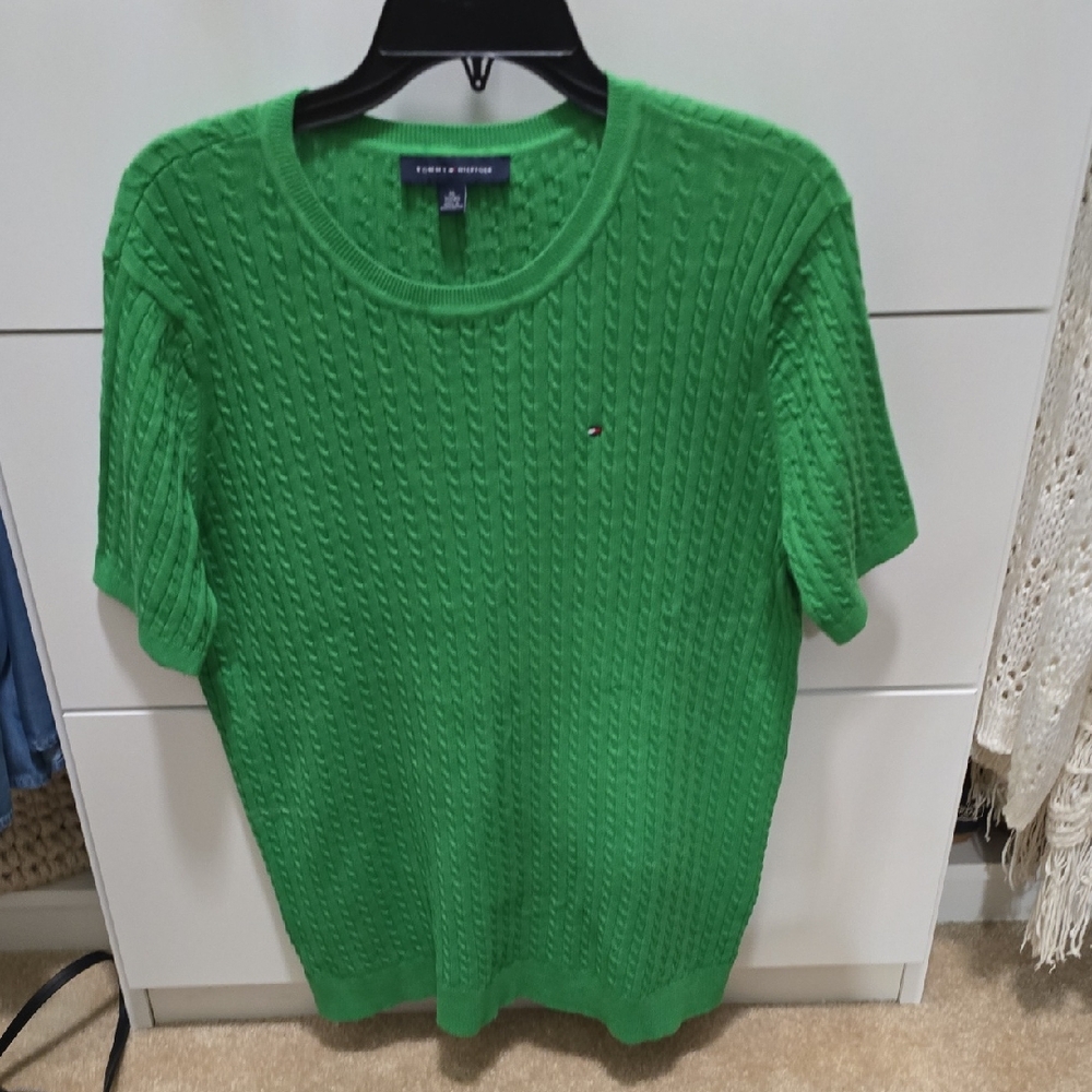 Tommy Hilfiger Green Cable Knit Sweater